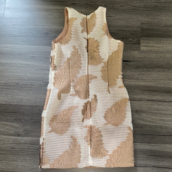 Badgley Mischka Cream and Gold Leaf Mini Dress - Picture 3 of 4
